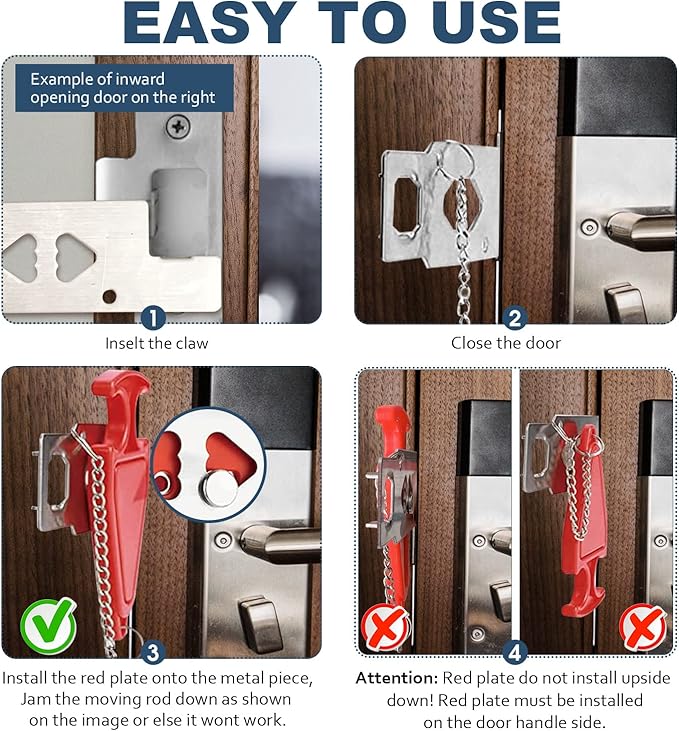 Hotel Door Locks for Travelers,Portable Door Lock for Travel Universal L-Shaped, Door Lock Latch Additional Privacy and Safety in Home Hotel and Apartment, Door Lock Security for Hotel Rooms