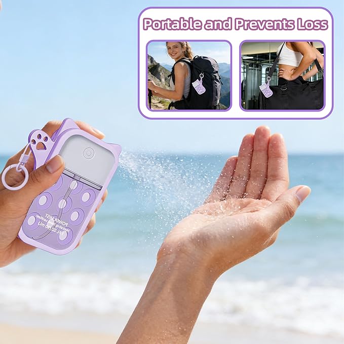 Mlife Hand Sanitizer Spray Case for Touchland Silicone Touchland Case Cat Silicone Case compatible with Touchland Power Mist 1FL OZ/30ML with Keychain &10Pcs Charms(Purple)