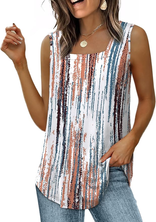 WIHOLL Women's Square Neck Tank Top