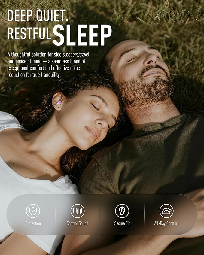 Sleeping Ear Plugs 3 Pairs, 100x Reusable Ultra Soft Noise Reduction earplugs for Side Sleepers, Snoring, Travel, Working, Other Loud Events - 32dB Hearing Protection