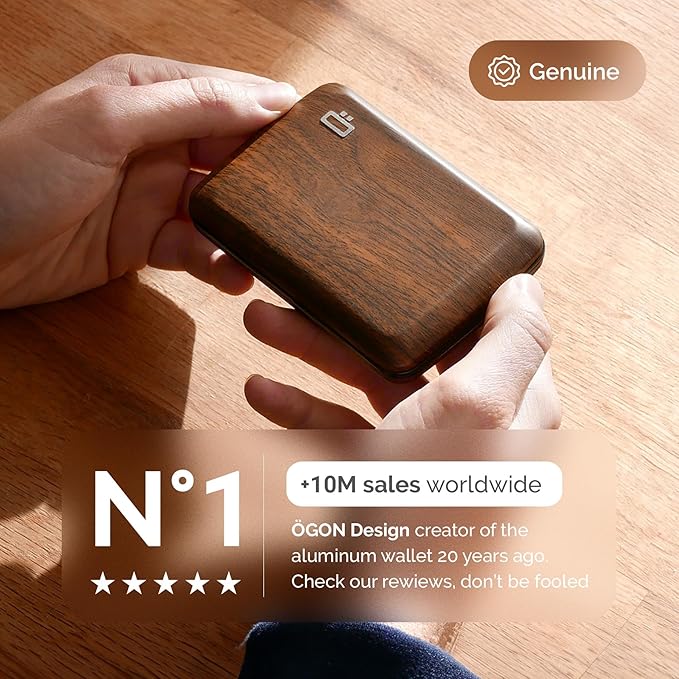 ÖGON -DESIGNS- Aluminum card holder with metal lock, RFID protection against fraud and demagnetization, compact wallet, Smart Case OSLO model