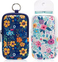 KJQJLY 2 Pack Hand Sanitizer Holder Pouch, Zippered Portable Sanitizer Case with Cute Pattern, Keychain D-Ring for Purse, Backpack & Travel