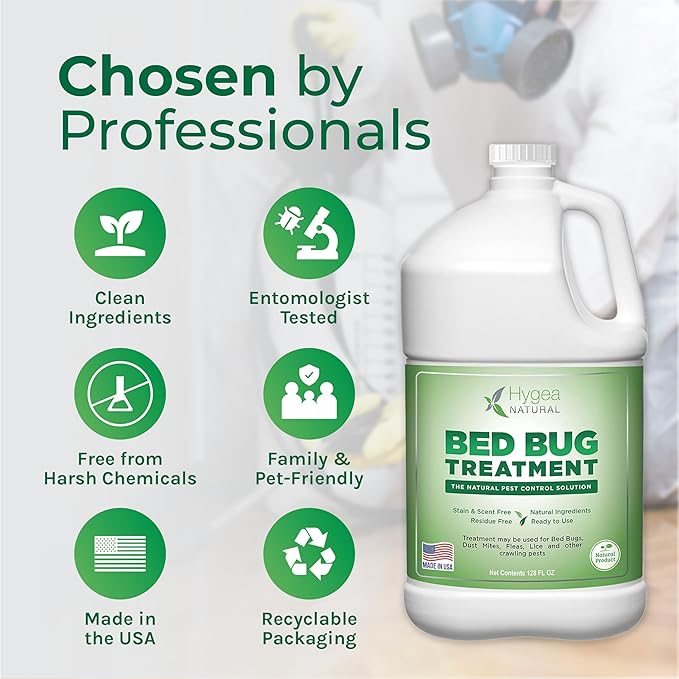 Hygea Natural Lice, Mite, and Bed Bug Killer Natural Spray - Child & Pet Friendly - Immediate Results - Stain & Odor Free (128 Ounce)