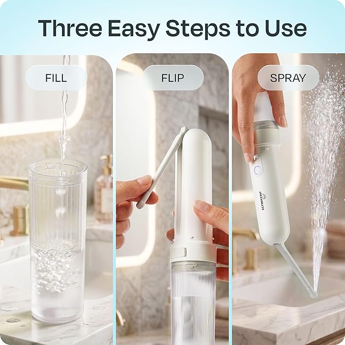 Portable Electric Travel Bidet, Rechargeable Handheld Personal Cleaner for Men, Bidet Portatil with Adjustable Nozzle, 3 Pressure Modes, IPX6 Waterproof USB-C, White, Buddy