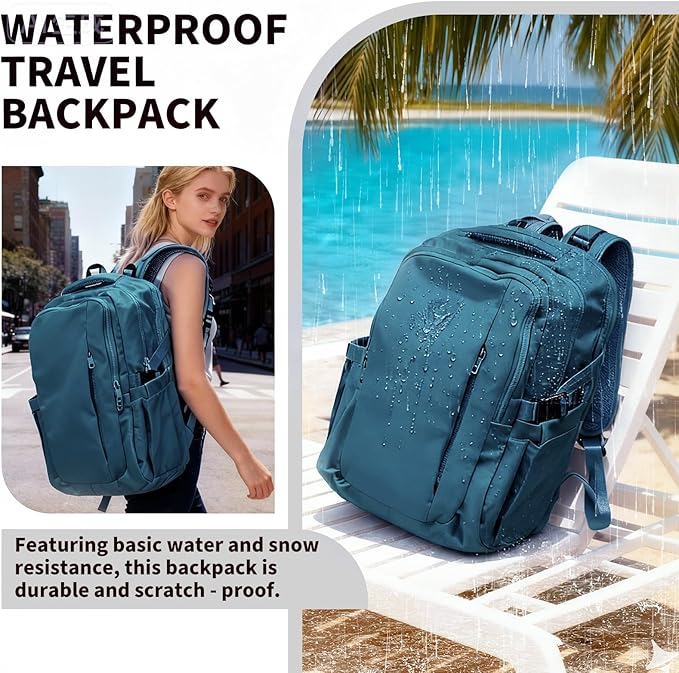 Travel Backpack for Women Men Carry on Backpack, Airline Approved Large Travel Bag Flight Approved Personal item, 15.6 Inch Laptop Backpack Casual Daypack for Weekender Hiking-DEEP BLUE