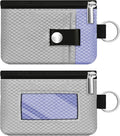 Minimalist RFID Blocking Small Wallet with ID Window,WaterResistant Zip Id Case Wallet with Lanyard Keychain for Cards,Cash,Travel,Women,Men (Light Gray/Lavender Purple)