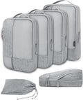 BAGSMART Compression Packing Cubes for Travel, Durable Travel Cubes for Carry-On Suitcase, 6 Set Cuise Ship Travel Essentials (1L+3M+1S+Shoe Bag), Grey