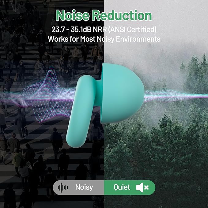 Ultra-Soft Noise Cancelling Ear Plugs, Reusable Silicone for Sleep Concerts Travel Office,33dB (NRR),Ergonomic Integrated Design Fit for Small Ear Canals Noise Sensitivity (Purple, 1 Pair)