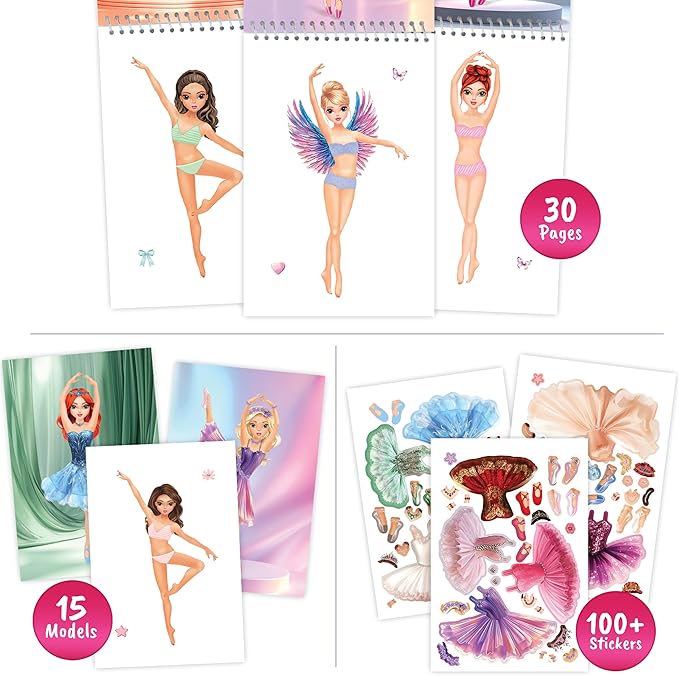 BSCOOL Sticker Dress Up Ballet - Sticker Activity Book for Kids. Learn Girls Fashion Design for Ballet with Stickers and Guides for Kids 5 and up. with 100+ Removable Stickers