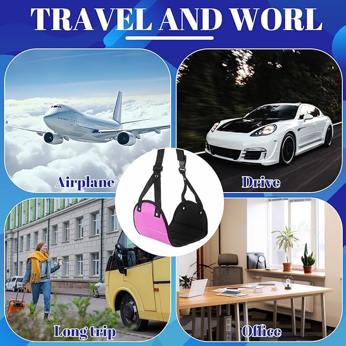 Foot Hammock for Plane Adjustable Plane Travel Airplane Foot Hammock Travel Essentials to Reduce Feet Swelling and Soreness (Black Airplane Footrest)