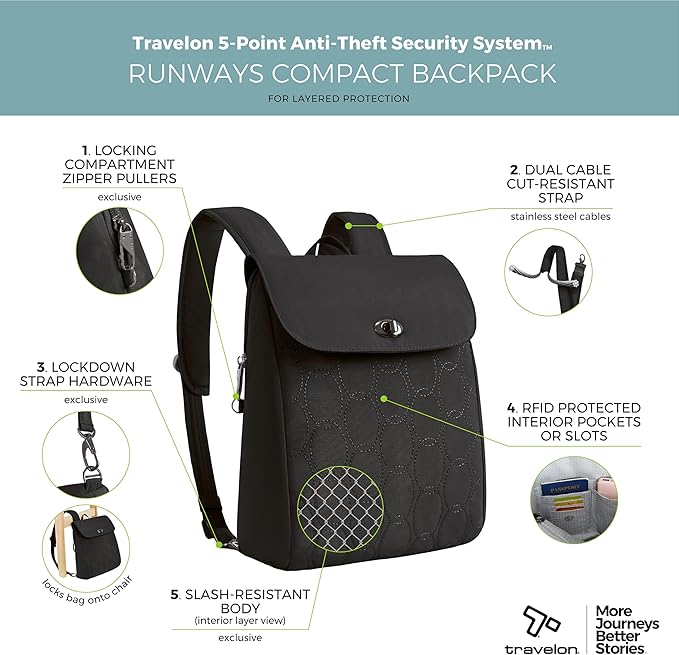 Travelon Anti-Theft Runways Compact Backpack