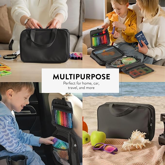 Travel Toiletry Bag for Men & Women, Large Capacity Makeup Organizer & Cosmetic Bag, Water-Resistant Portable Essentials Case with Metal Hook & Carry Handle - Perfect for Travel Use (Black, Small)