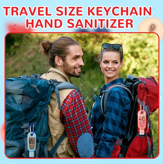 6 Pcs Hand Sanitizer Travel Size with Keychain 2 Fl oz Gel Mixed Scent Mini Pocket Hand Sanitizer Bulk for Backpack Travel Office Friend Coworker Employee Nurse Week Teacher Appreciation Gifts