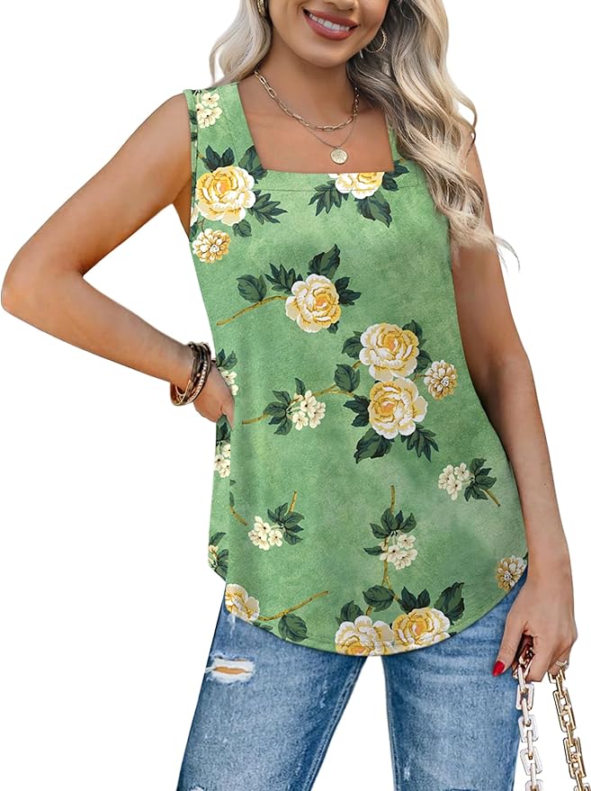 WIHOLL Women's Square Neck Tank Top
