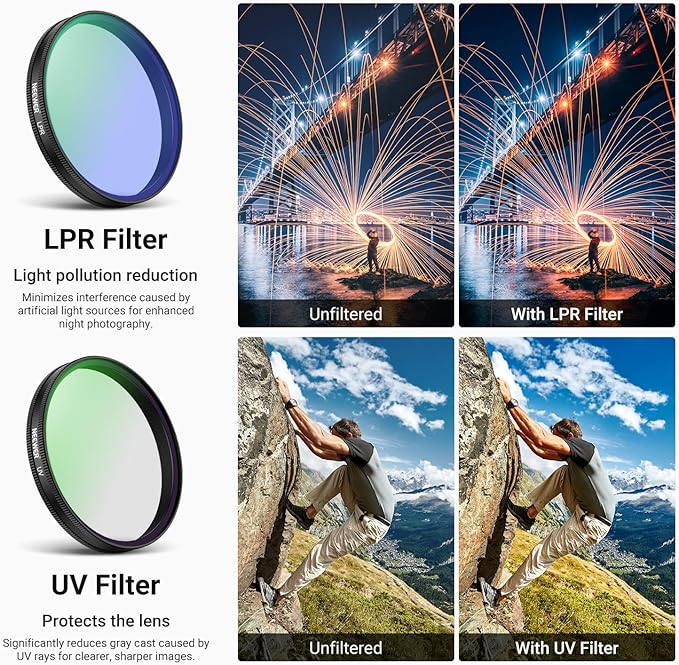 NEEWER Filter Set Compatible with DJI Osmo Action 6 Only, 5 Pack CPL + ND 32 + UV + LPR + Black Diffusion 1/4 Multicoated HD Optical Glass Snap On Lens Filters, Action Camera Accessories, FL-B4