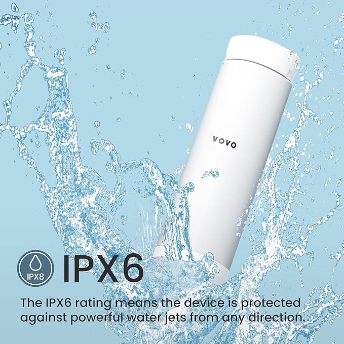 VOVO Go Portable Electric Bidet for Travel - 2 Adjustable Pressure Settings, Compact Handheld Bidet, Ideal for Personal Hygiene & Postpartum Care, Lightweight & Leak-Proof, Made in Korea - White