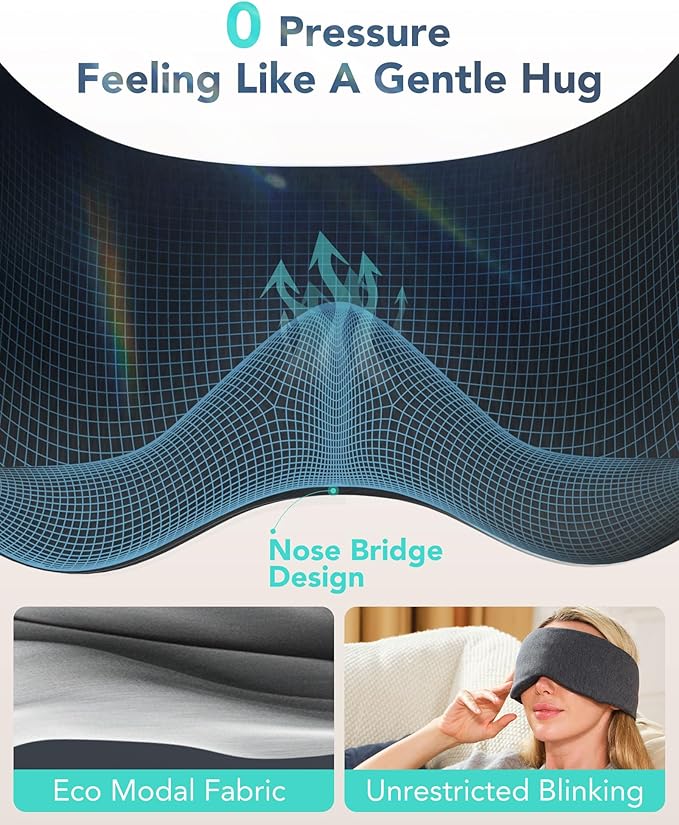 Sleep Mask,Eye Mask Wrap-Around Design, Light Shading, Breathable Fabric, Adjustable, Lightweight, Sturdy Stitching…