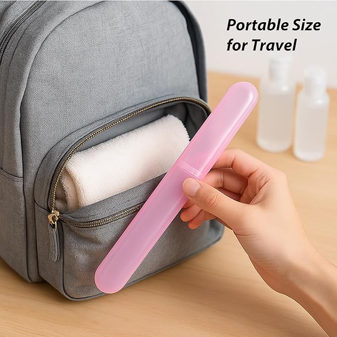 8 Pack Travel Toothbrush Case, Portable Toothbrush Travel Case with Ventilation Hole for Business Trip, Camping, Home(Blue,Pink,Green,White)