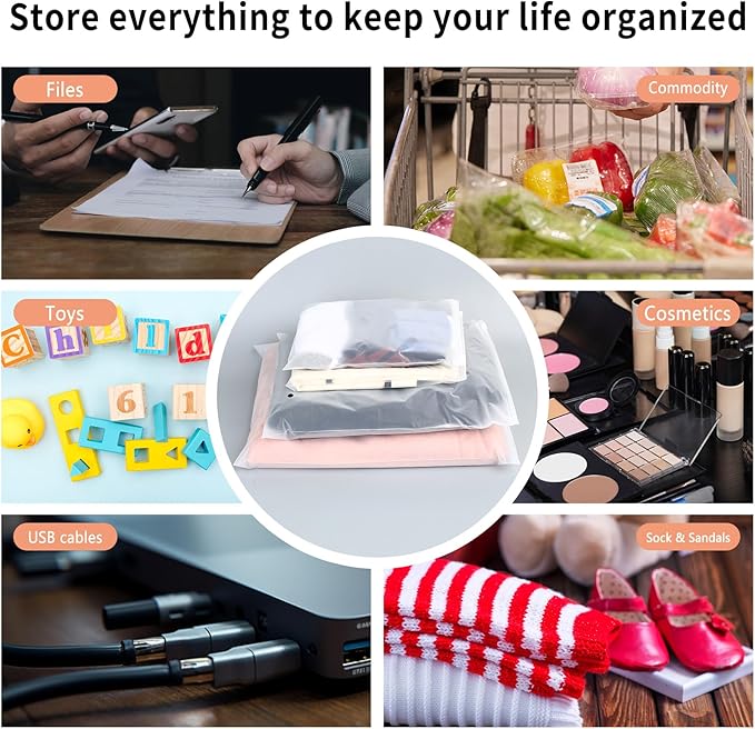20 Pcs Travel Storage Bags for Luggage Organizer Bags, Clothes Packaging Ziplock Bag, Plastic Waterproof Resealable Compression Zipper Packing Bag for Travel Suitcase Clothing Shoes(4 Sizes)