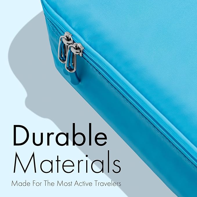 (Not Made In China) Packing Cubes For Travel, Luggage and Suitcase Organizer Bags, Carry On and Backpack Space Savers, Lightweight Waterproof Nylon, 8pc Set, Blue