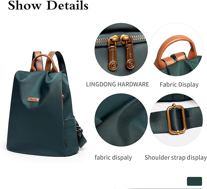 Women's Backpack Purse Nylon Anti-theft Casual Water Resistant Lightweight Small Shoulder Bags 2026 for Travle Cute Fashion Camping Bag for Work Daily Going Out Dackpack Ladies Dark Green