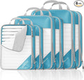 NICOSHOW Compression Packing Cubes 6 Set, Compressible Space-Saving Packing Cubes for Travel - Compression Bags, Luggage Organizer, Travel Essentials for Women, Teal