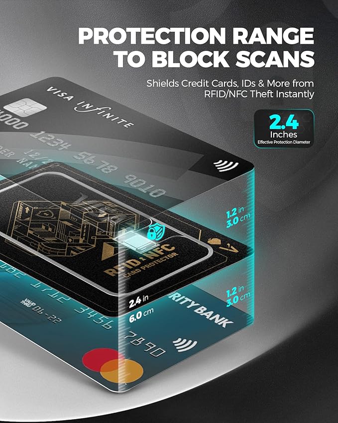 DUGRAFT 8 Pack RFID Blocking Cards Credit Card Protectors Anti-Theft Card Blocker NFC Contactless Protection for Entire Wallet, Travel Essentials, Art Deco