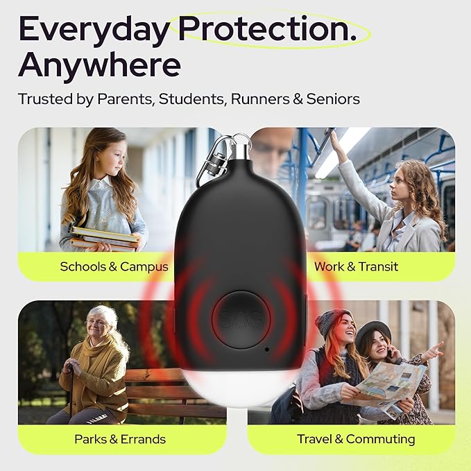 Weten Rechargeable Personal Alarm Keychain - 130dB Siren, LED Light - 3Pack Personal Safety Alert for Women to Carry - Panic Button Alarm for Security - Rape Whistle for Self Defense (Black&Pink&Blue)