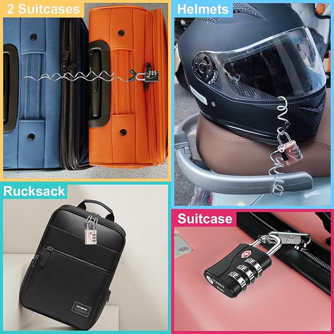 ZHEGE Luggage Lock TSA Approved, Small TSA Lock for Travel Suitcase, Backpack, Laptop Bag and Handbag - Easy to Set with Alloy Body (Black, 1 Pack)