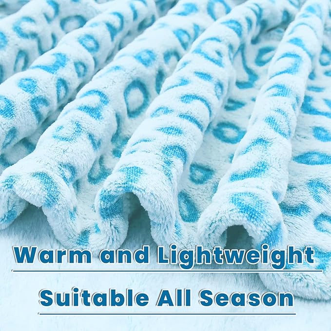 Blue Blanket Lighweight Sky Blue Fleece Blankets Throws Cyan Soft Blanket for Kids Girls Boys Women Men Birthday Gifts Decor Stuff 50x60inch