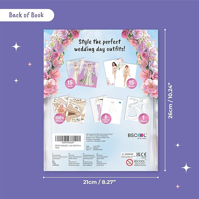 BSCOOL Sticker Dress up Books - Sticker Activity Book for Kids. Learn Girls Fashion Design with Stickers and Guides for Kids 5 and up. Little Designer Creativity Book. (Sticker Dress Up Wedding)