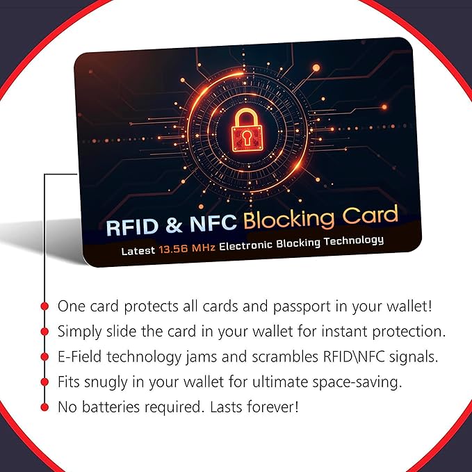 SaiTech IT 5 PK RFID Blocking Cards Protect Your Entire Wallet, Purse, and Cards from NFC Contactless Theft Wallet for Men & Women - Orange Black (5 Pack CL)