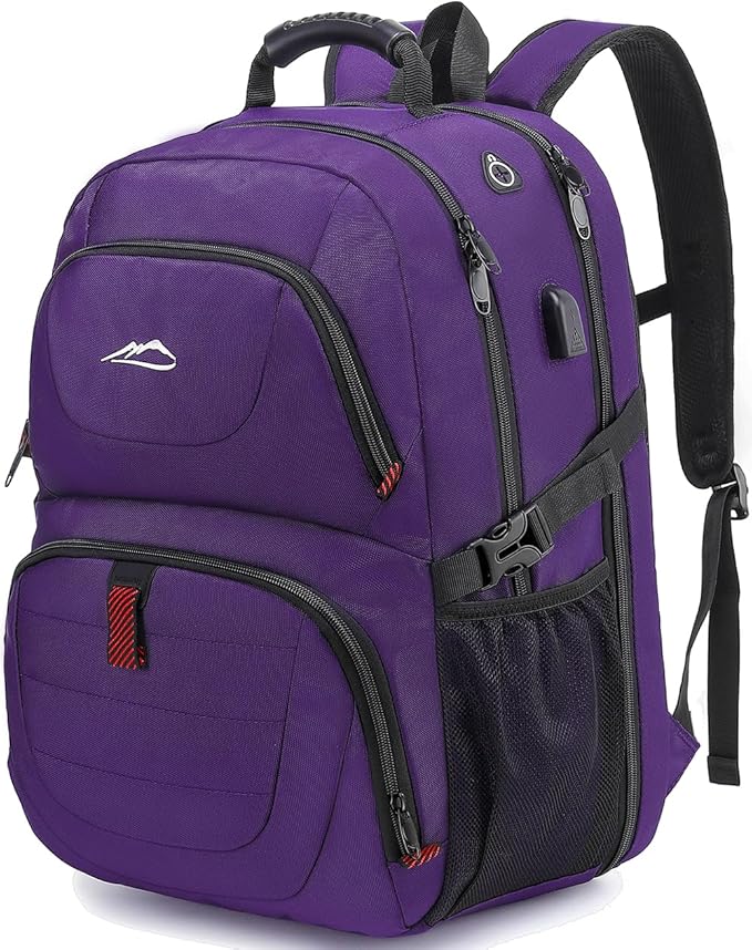 ProEtrade Travel Backpack, Extra Large Laptop Backpack School Business Anti Theft TSA Approved College Work Computer Bag Fits 17 Inch Laptop with USB Charging Port Bookbag for Women Men(Purple)