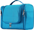 Buruis Hanging Toiletry Bag for Women and Men, Large Water-Resistant Makeup Organizer with Sturdy Hook, Lightweight Nylon Dopp Kit for Full-Sized Toiletries & Cosmetics, Light Blue