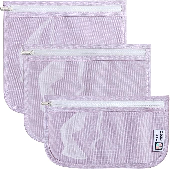 HIONXMGA TSA Approved Toiletry Bag, Set of 3 Clear Travel Toiletry Bag Quart Size Zipper Travel Pouch, Waterproof Makeup Cosmetic Bag for Women Men Kids Toiletries Carry on, Wander