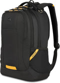 SWISSGEAR Cecil 18-Inch Laptop Backpack Fits 16-Inch Laptop, Travel Daypack with Organizer Pockets, Water Bottle Holders & Padded Straps – Black/Gold