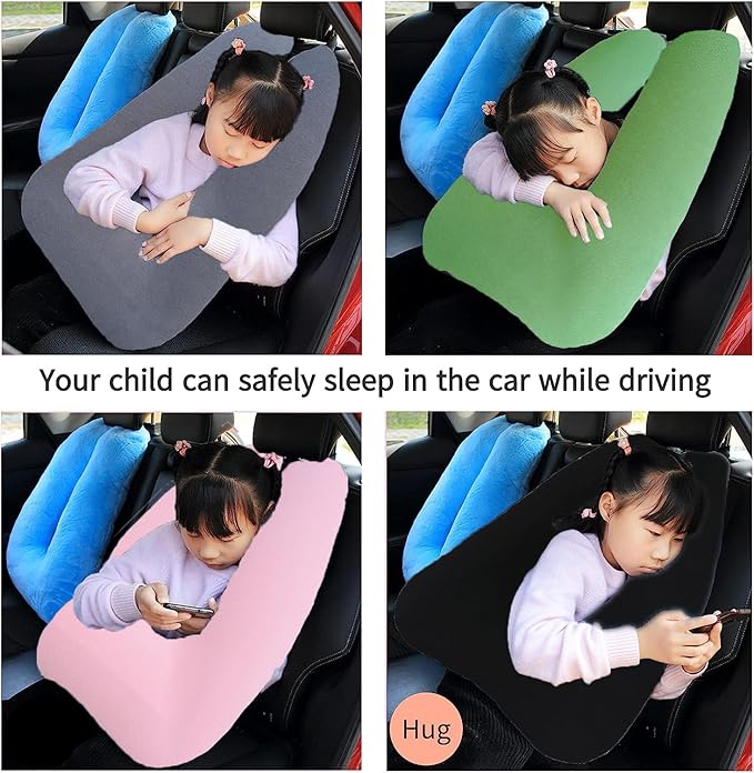 FHSGGP Travel Pillow Car Pillow Kid Car Sleeping The Sleeping Aid for Adults and Kids on Road Trips Sponge Kids Travel Pillow Provides Body and Head Support Gray