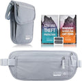 Travel Companion Combo - Hidden Travel Money Belt + Neck Wallet (Gray, Bundle)