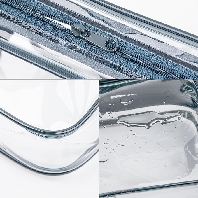 Gemice TSA Approved Toiletry Bag, 4 Pack Cosmetic Bag Clear Toiletry Bag Quark Size, Travel Essentials Water Repellent Travel Makeup Bags for Women Men, Carry on Airport Airline Compliant Bag (Grey)