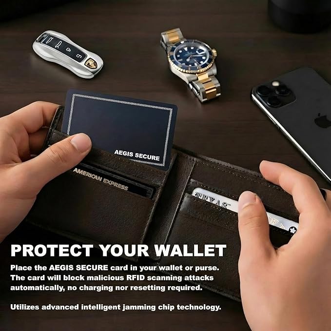 RFID Blocking Card – Active NFC Contactless Credit & Debit Card Protector, Anti-Theft RFID Blocker for Entire Wallet, ID & Passport Protection, Premium Slim Card Fits Wallet & Purse
