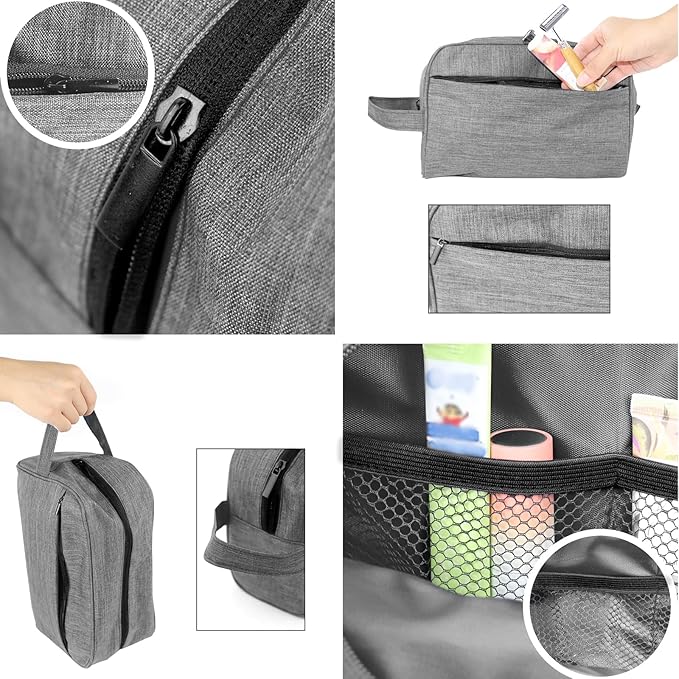 Travel Toiletry Bag - Durable Waterproof Material with Multi-Compartment Organization, Compact Size, Lightweight Portable Hanging Dopp Kit for Toiletries & Travel Accessories(gray)