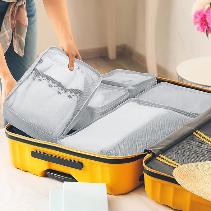 Reginary 6 Set Travel Packing Cubes Luggage Organizer Set Lightweight Suitcase with Shoe Bag for Clothes Toiletries