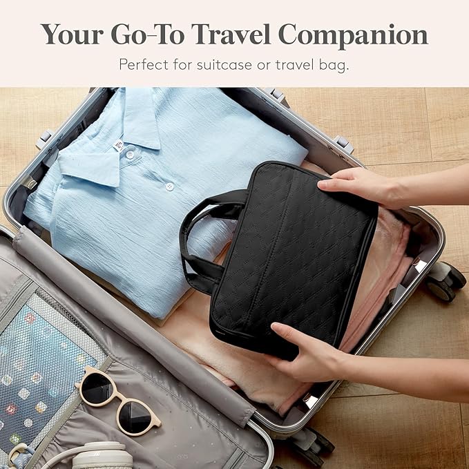 Lifewit Travel Toiletry Bag with Hanging Hook, Cosmetic Organizer with Comparment for Women & Men, 4L Makeup Bag for Travel Size Essentials, Black
