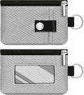 Minimalist RFID Blocking Small Wallet with ID Window,WaterResistant Zip Id Case Wallet with Lanyard Keychain for Cards,Cash,Travel,Women,Men (Light gray)