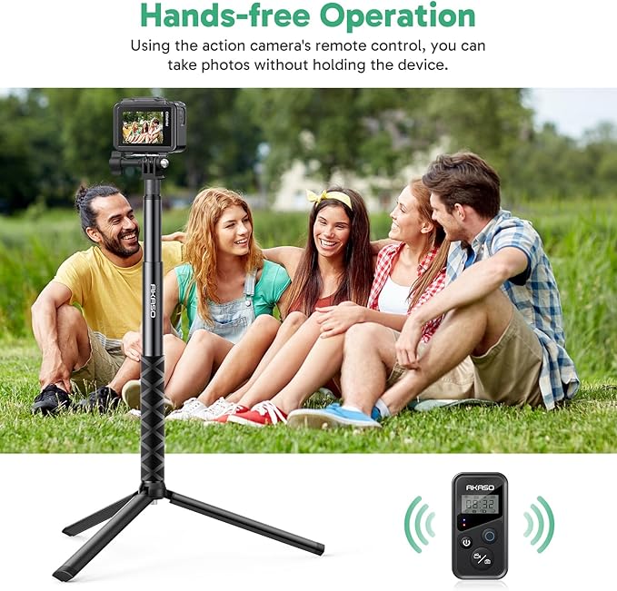 AKASO 49.2"/120cm Extendable Selfie Stick and a Tripod Stand Action Camera Accessories for AKASO 360 Camera/EK7000/Brave 4/Brave 7 LE/Brave 7/Brave 8/V50X/ GoPro Hero 13/12/11/10/DJI Osmo Action