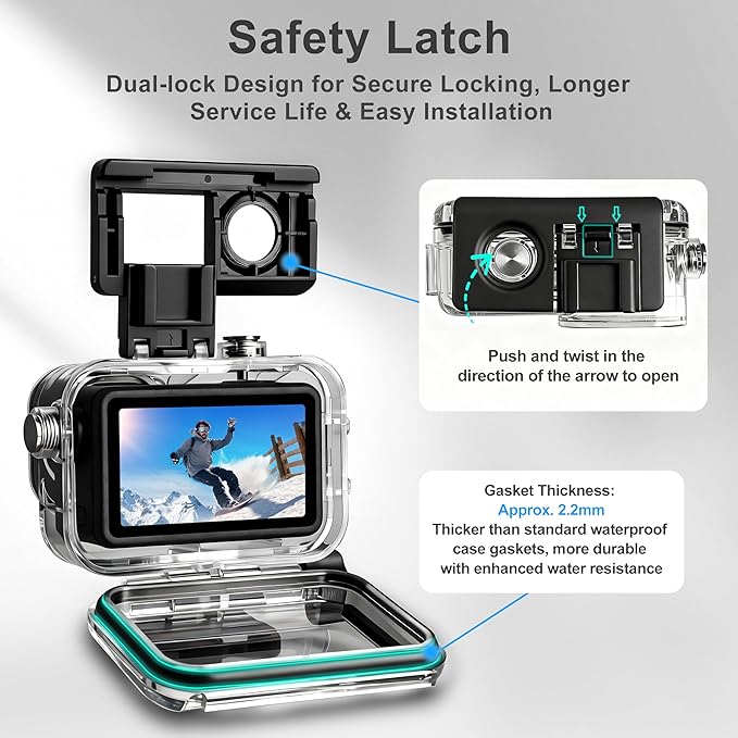 FitStill 60M/196FT Diving Kit for DJI osmo Action 6, Waterproof Housing + Buoyancy Handle for Underwater Shooting DJI Action 6 Protective Accessories