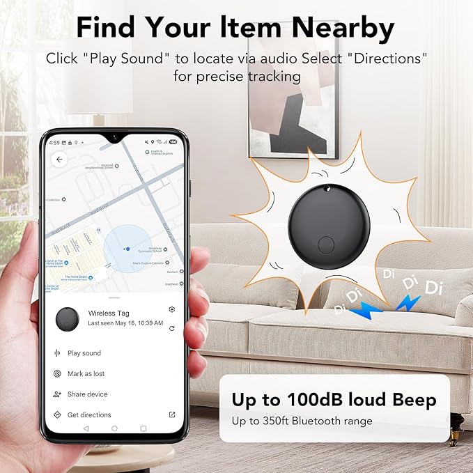 Android Tracker, Bluetooth Tracker Tags, Work with Google's Find Hub(Android), Smart Tags for Luggage, Wallet, Vehicles, Keys (Not for iOS) 4 Pack