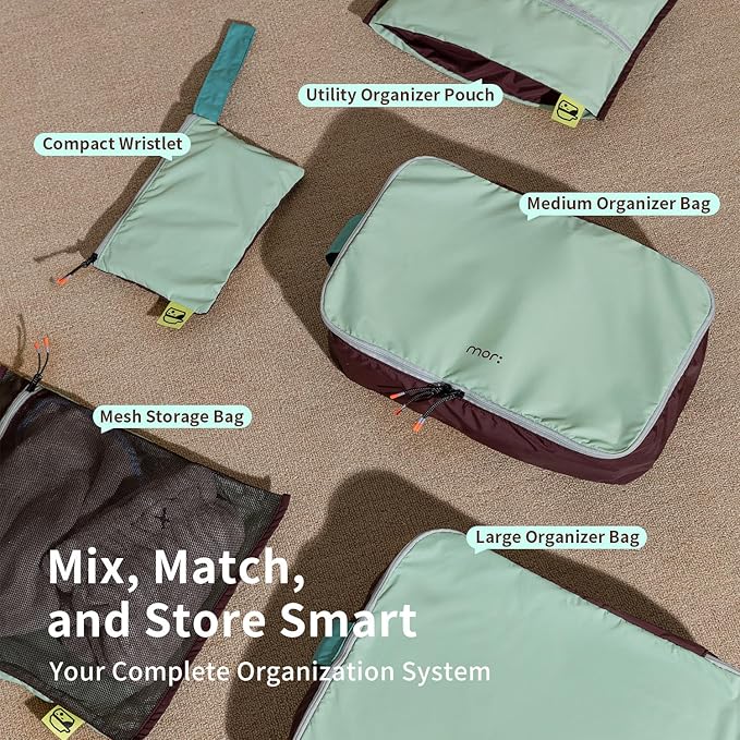 Morning Deer 5-Piece Set Packing Cubes for Travel,Hanging Luggage Storage Organizer Bags for Suitcase, Perfect for Business Trips & Vacation Organize Clothes, Shoes, Toiletries,Cosmetics & Cards