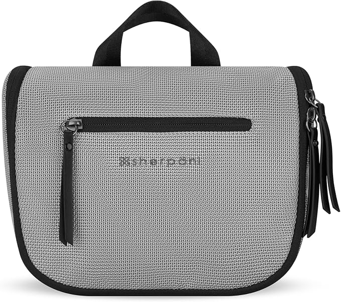 Sherpani Co-Pilot, Travel Toiletry Bag, Hanging Cosmetic Organizer, Water Resistant Makeup Bag, Shower Dopp Kit, Essentials Toiletries for Women, Travel Gift (Sterling)