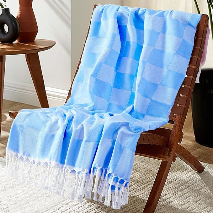 Woven Throw Blanket Lightweight Large Soft Nautical Shark Lake House Kids Teen Boy Baby Nursery Decor Bedroom Bed Living Room Accessories Sofa Couch Chair Cover Decorative New Apartment Essential Blue